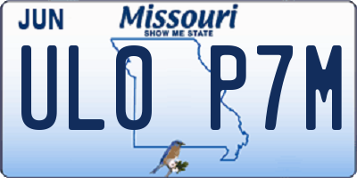 MO license plate UL0P7M