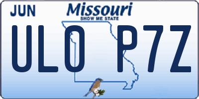 MO license plate UL0P7Z