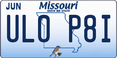 MO license plate UL0P8I