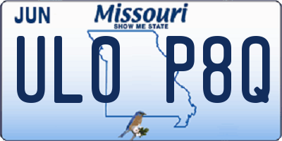 MO license plate UL0P8Q