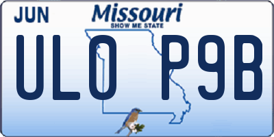 MO license plate UL0P9B