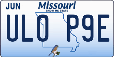 MO license plate UL0P9E