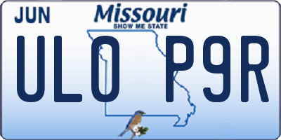 MO license plate UL0P9R