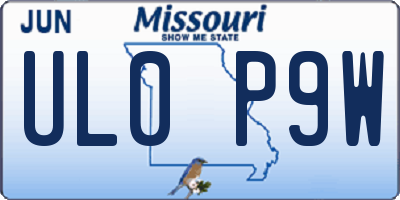 MO license plate UL0P9W