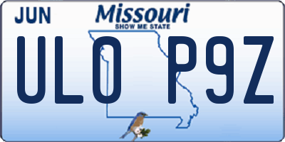 MO license plate UL0P9Z