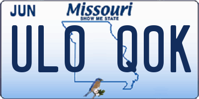 MO license plate UL0Q0K