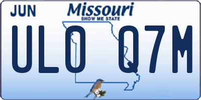 MO license plate UL0Q7M