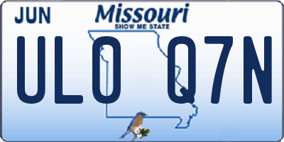 MO license plate UL0Q7N