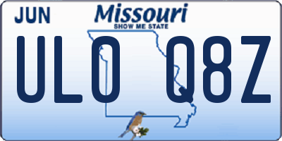 MO license plate UL0Q8Z