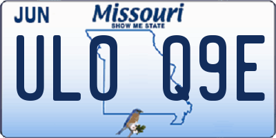 MO license plate UL0Q9E