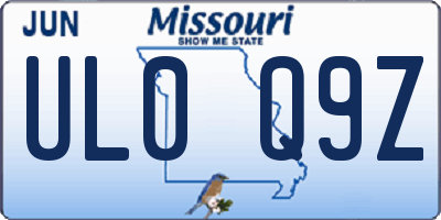 MO license plate UL0Q9Z