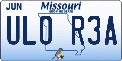 MO license plate UL0R3A