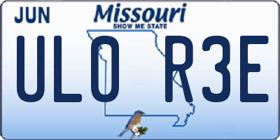 MO license plate UL0R3E