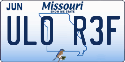 MO license plate UL0R3F
