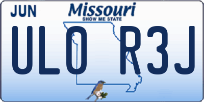 MO license plate UL0R3J