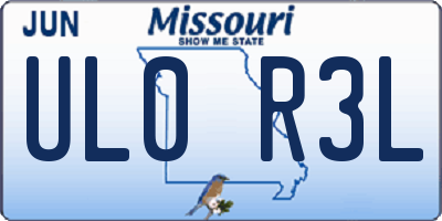 MO license plate UL0R3L