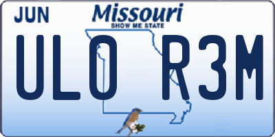 MO license plate UL0R3M