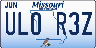 MO license plate UL0R3Z