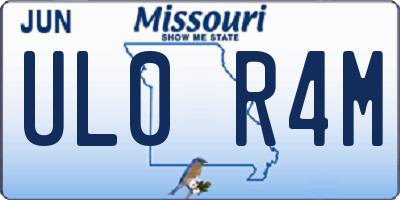 MO license plate UL0R4M