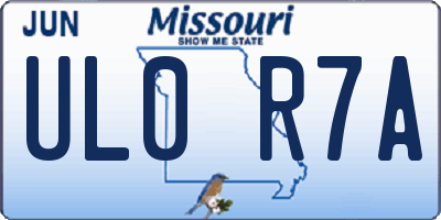 MO license plate UL0R7A