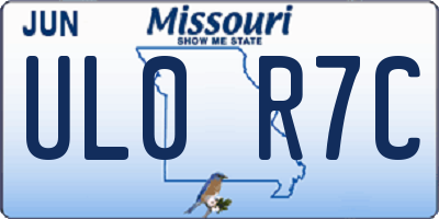 MO license plate UL0R7C