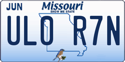 MO license plate UL0R7N