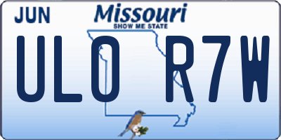 MO license plate UL0R7W