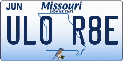 MO license plate UL0R8E