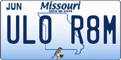 MO license plate UL0R8M