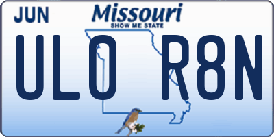 MO license plate UL0R8N