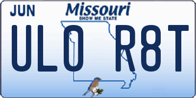 MO license plate UL0R8T