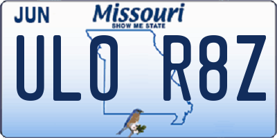 MO license plate UL0R8Z