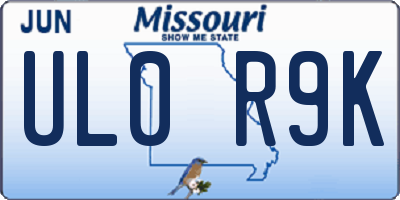 MO license plate UL0R9K