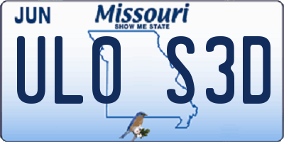 MO license plate UL0S3D