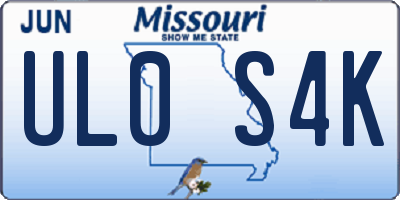 MO license plate UL0S4K