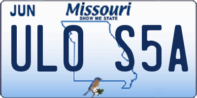 MO license plate UL0S5A