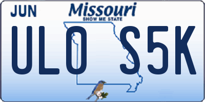 MO license plate UL0S5K