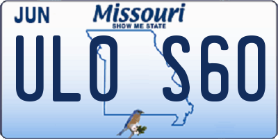 MO license plate UL0S6O
