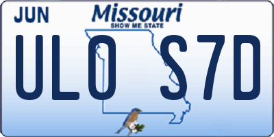 MO license plate UL0S7D