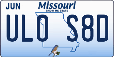 MO license plate UL0S8D
