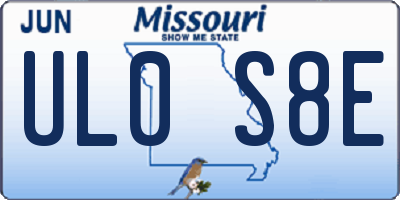 MO license plate UL0S8E