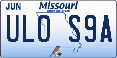 MO license plate UL0S9A