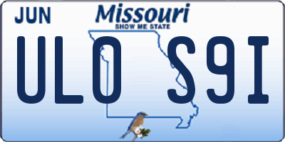 MO license plate UL0S9I
