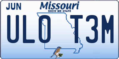 MO license plate UL0T3M