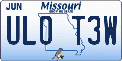 MO license plate UL0T3W
