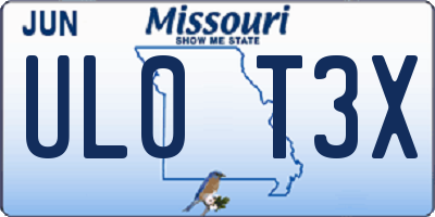 MO license plate UL0T3X