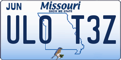 MO license plate UL0T3Z