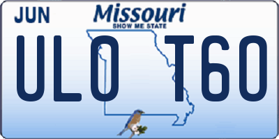 MO license plate UL0T6O