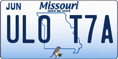 MO license plate UL0T7A
