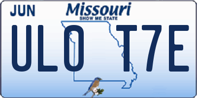 MO license plate UL0T7E